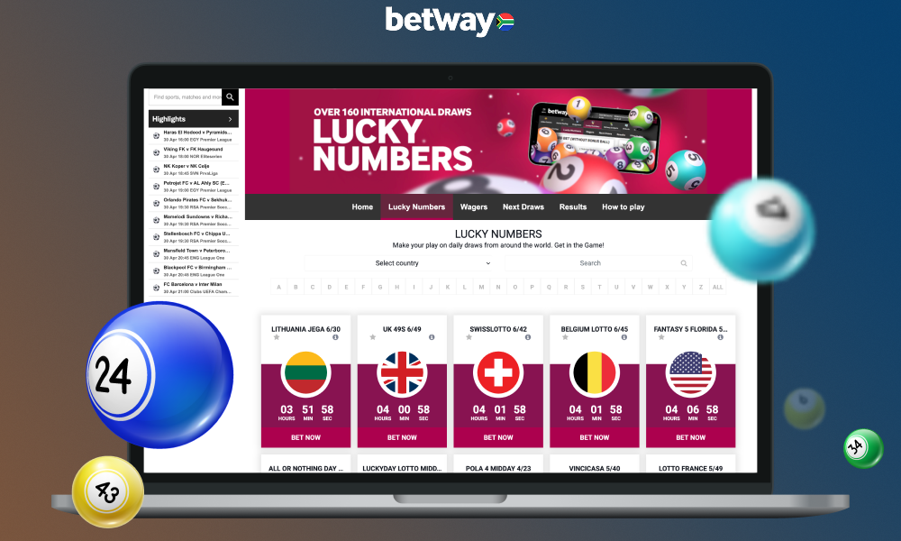 For lottery fans, Betway has a separate section where South African users can play lotteries